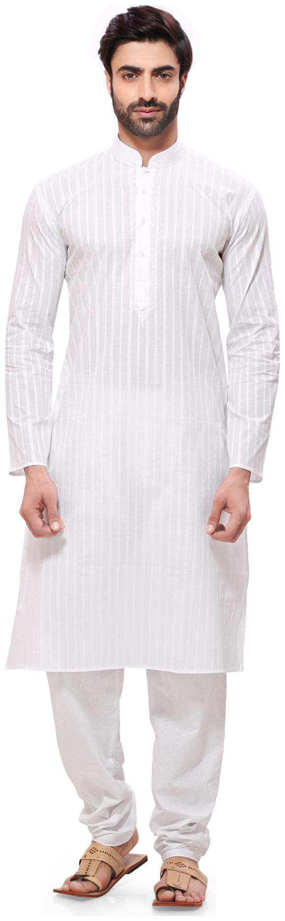 

RG Designers White Cotton Kurta Pyjamas