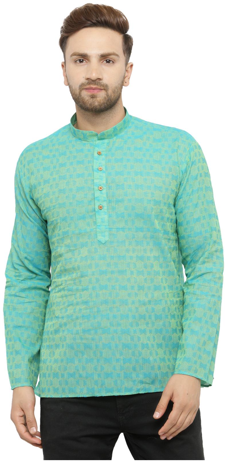 

RG Designers Men Green Regular Fit Kurta
