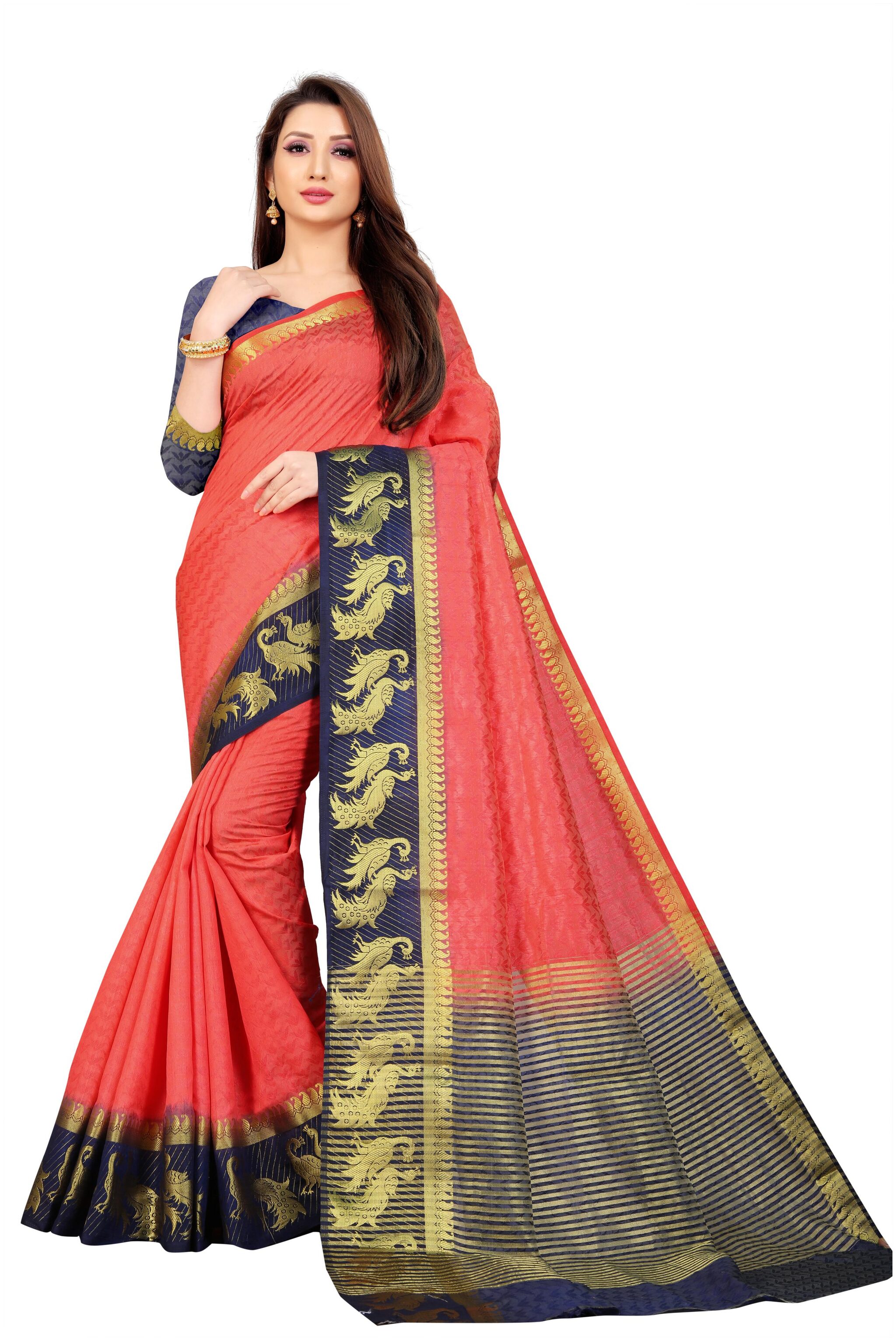 

Rhey Woven Zari Work Kanchipuram Pure Silk Saree Red