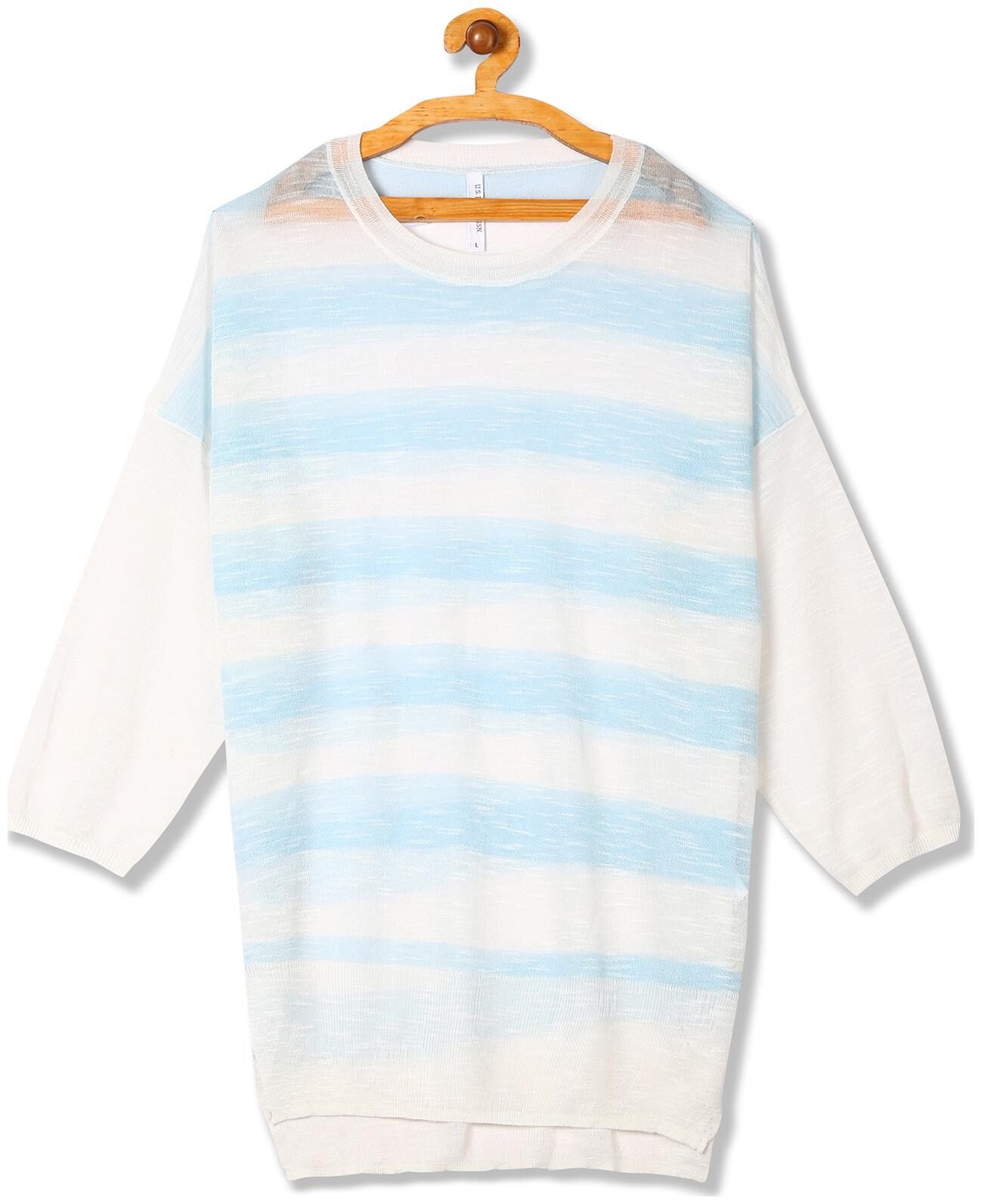 

U S Polo Assn Women Striped Boxy top - Blue
