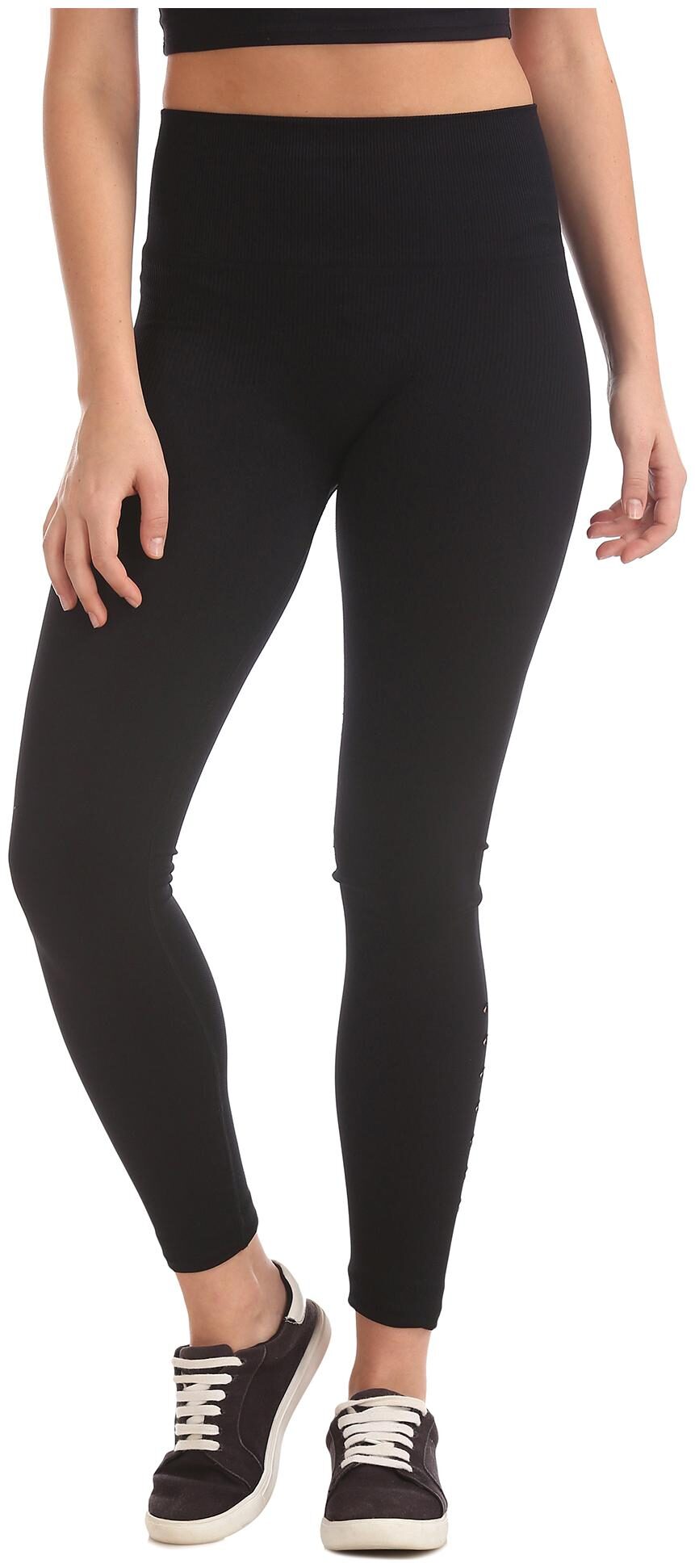 

Ribbed Waist Solid Active Leggings