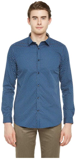Richard Parker by Pantaloons Men Blue Printed Slim Fit Casual Shirt