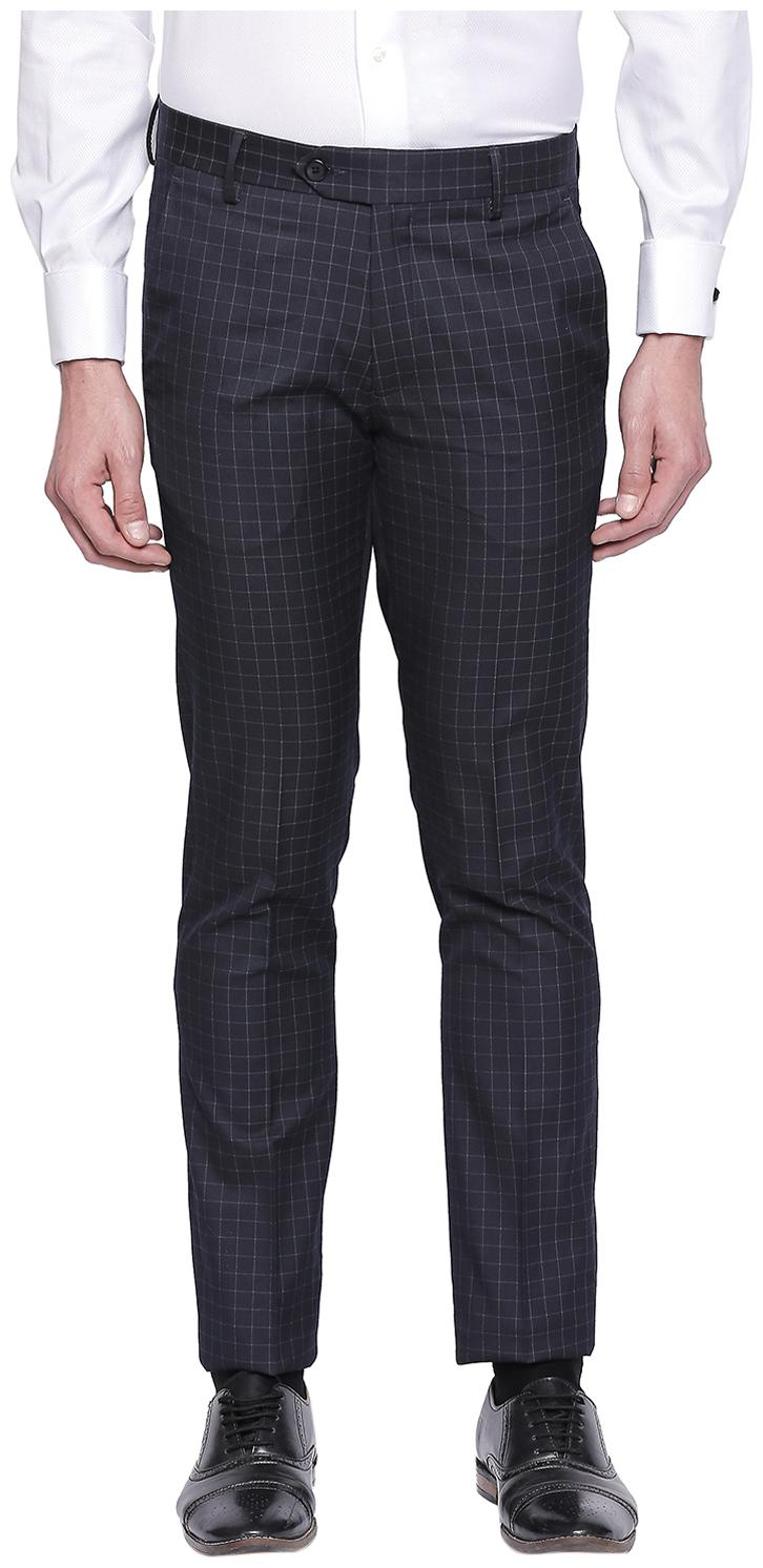 

Richard Parker by Pantaloons Men Blue Checked Slim fit Regular trousers