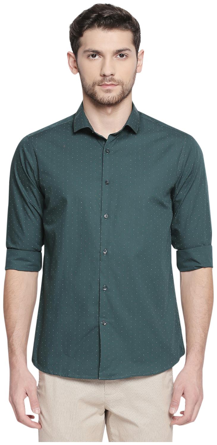 

Richard Parker by Pantaloons Men Green Polka Dots Regular Fit Casual Shirt