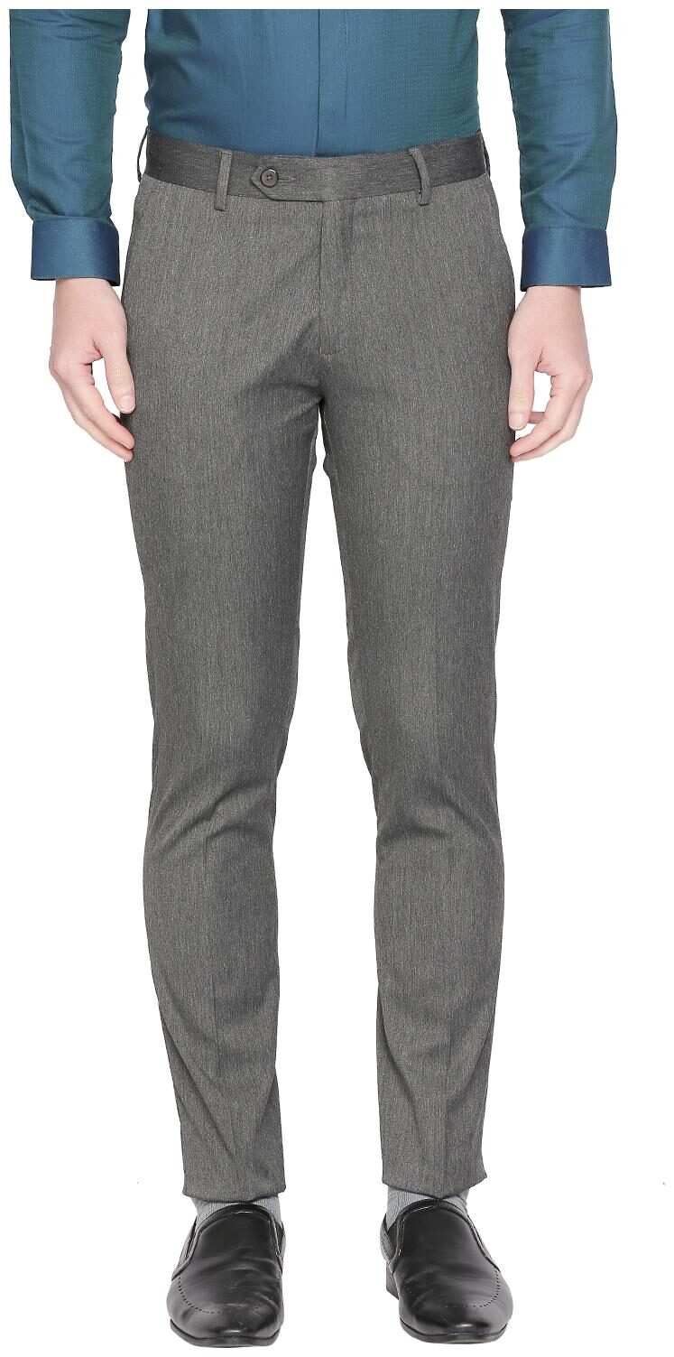 

Richard Parker by Pantaloons Men Grey Textured Slim fit Regular trousers