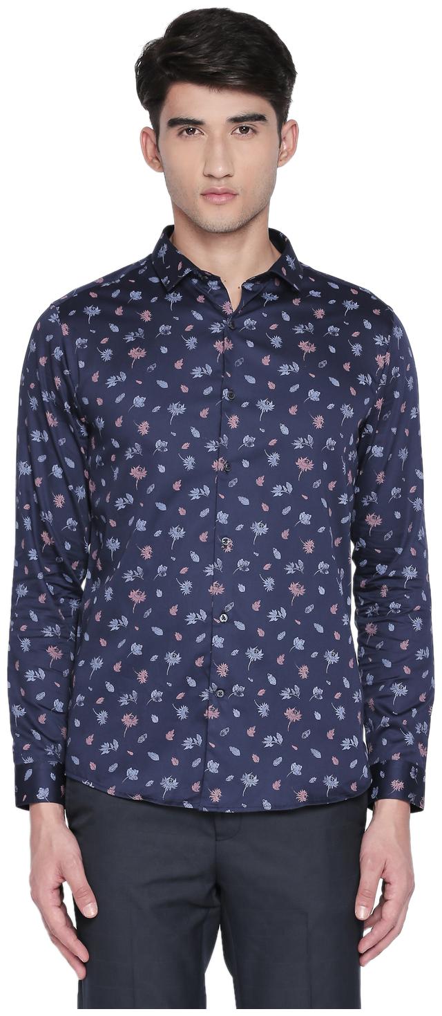 

Richard Parker by Pantaloons Men Blue Floral Regular Fit Casual Shirt