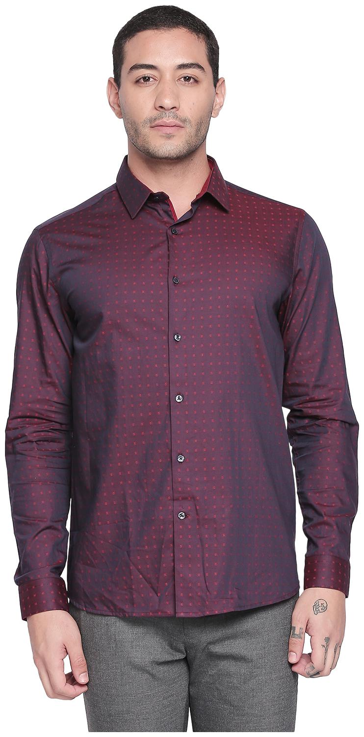 

Richard Parker by Pantaloons Men Purple Polka Dots Slim Fit Casual Shirt