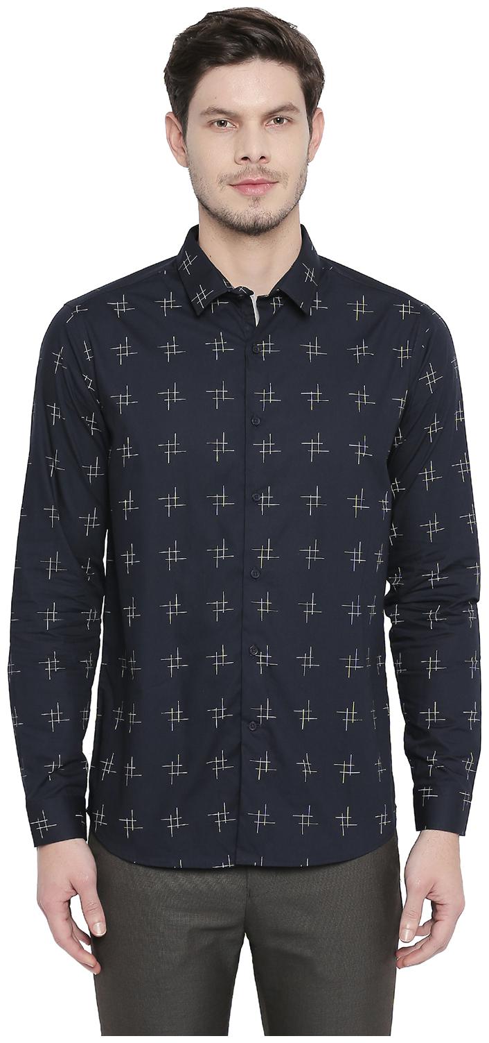 

Richard Parker by Pantaloons Men Blue Printed Slim Fit Casual Shirt