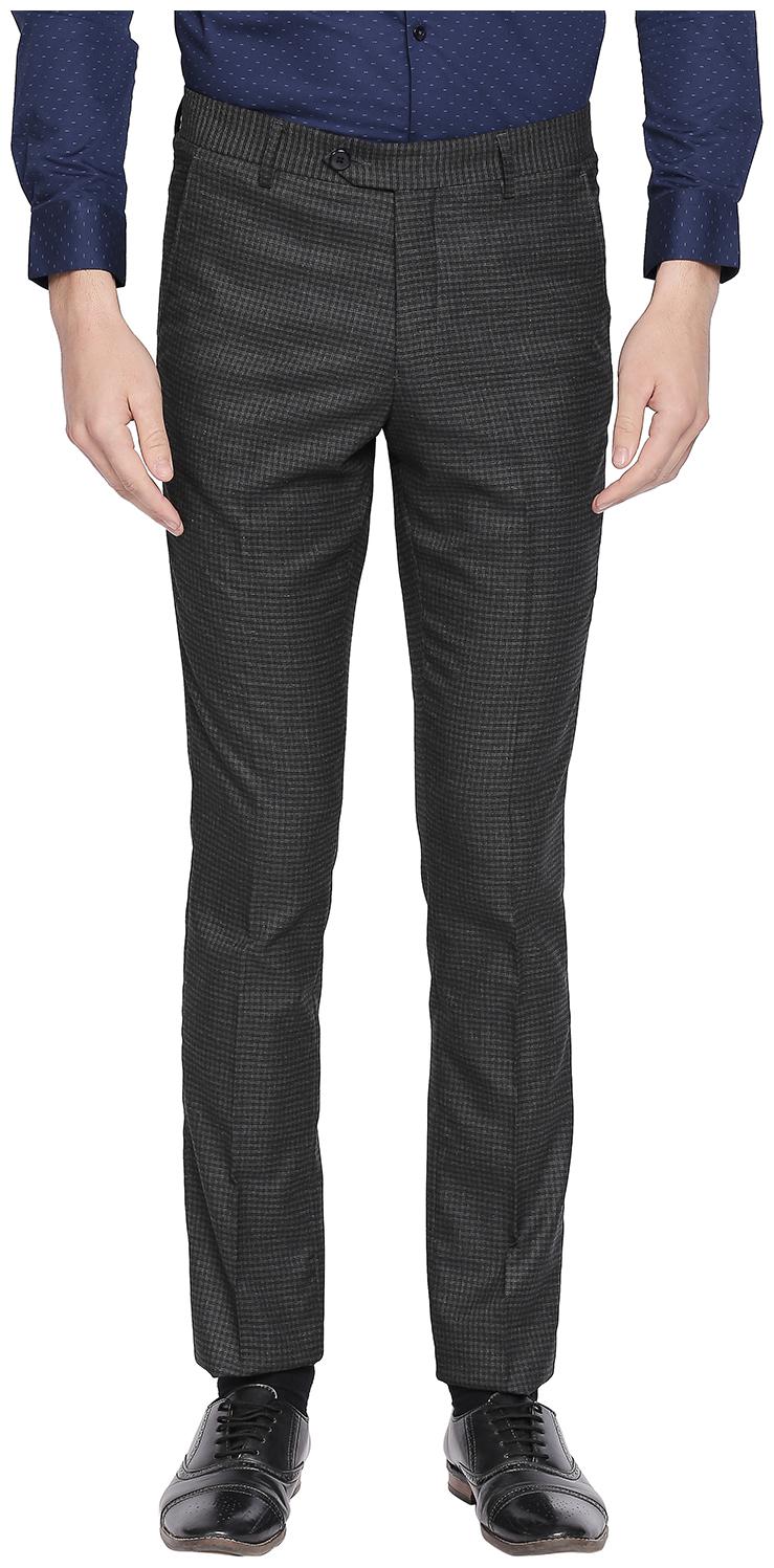 

Richard Parker by Pantaloons Men Grey Checked Slim fit Regular trousers