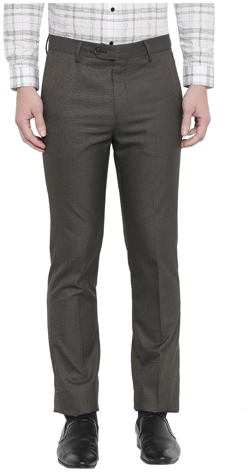 

Richard Parker by Pantaloons Men Grey Textured Slim fit Regular trousers