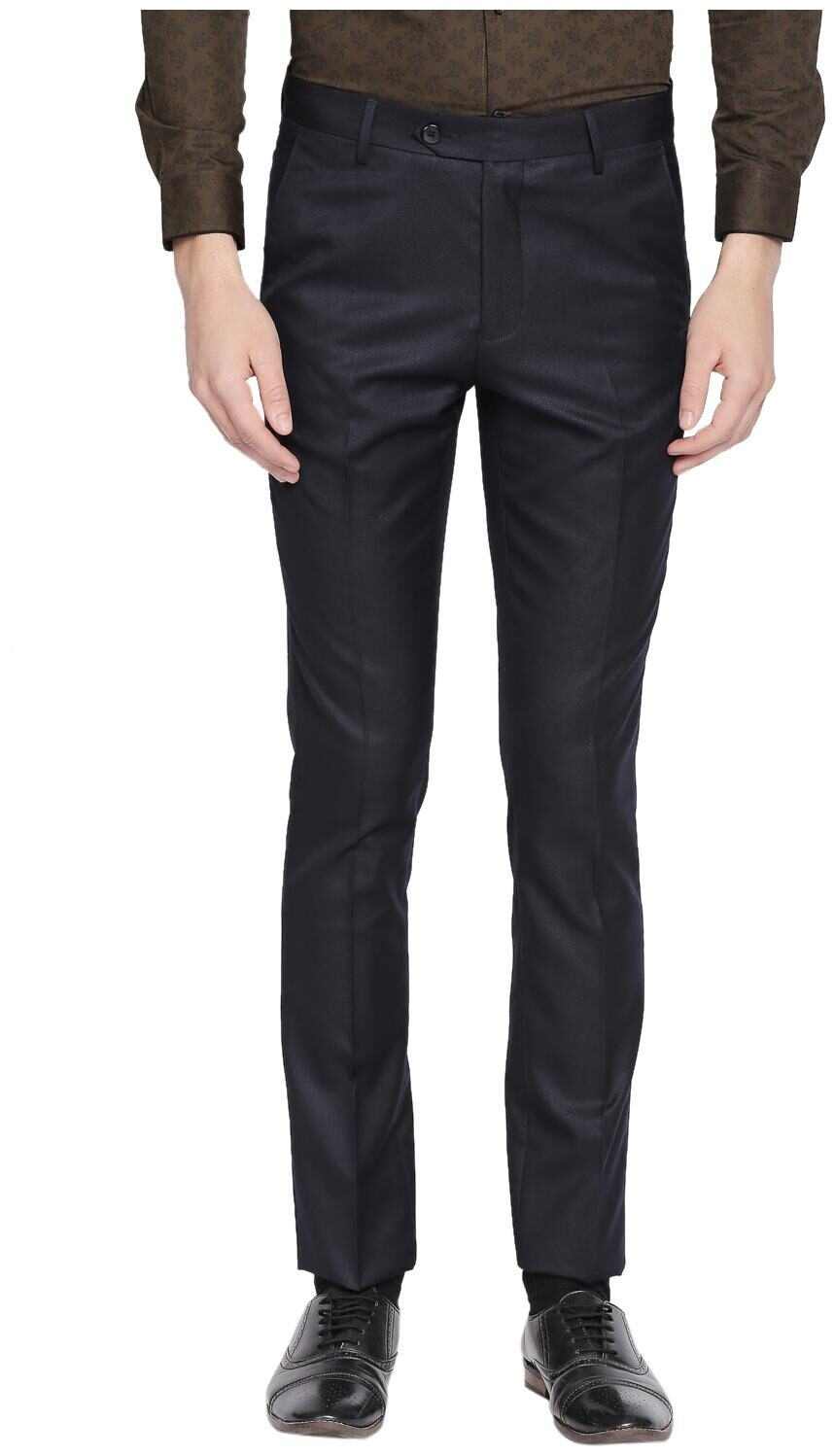 

Richard Parker by Pantaloons Men Blue Self design Slim fit Regular trousers