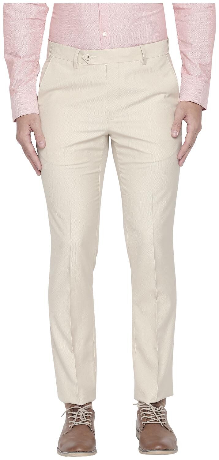 

Richard Parker by Pantaloons Men Beige Solid Slim fit Regular trousers