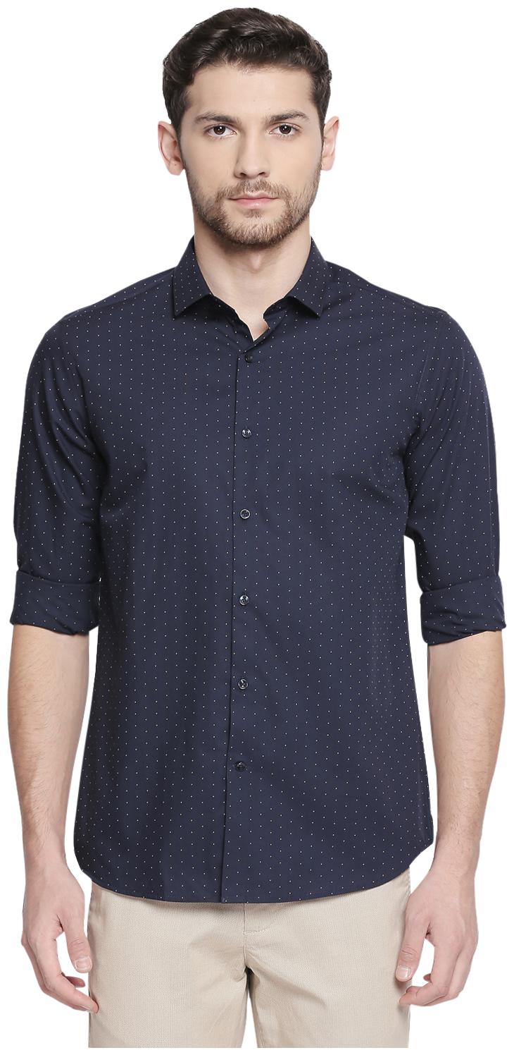 

Richard Parker by Pantaloons Men Navy Blue Polka Dots Regular Fit Casual Shirt