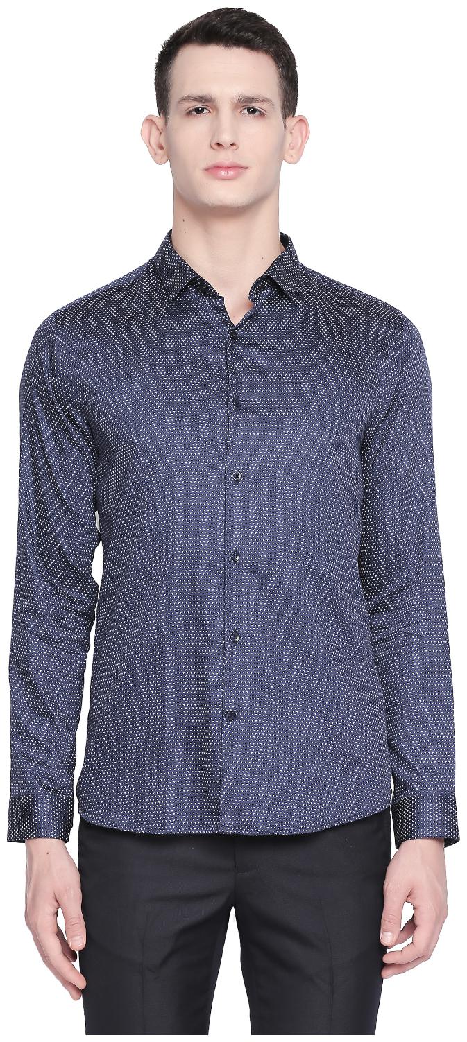 

Richard Parker by Pantaloons Men Blue Polka Dots Regular Fit Casual Shirt