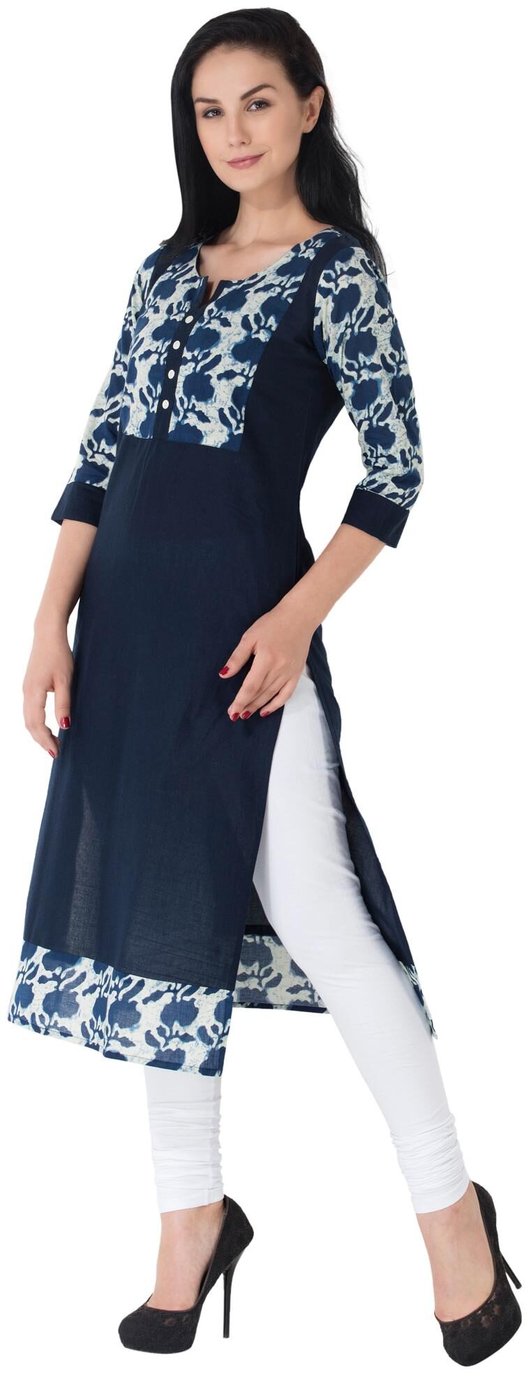 

RICHLEY Women Blue Printed Straight Kurta