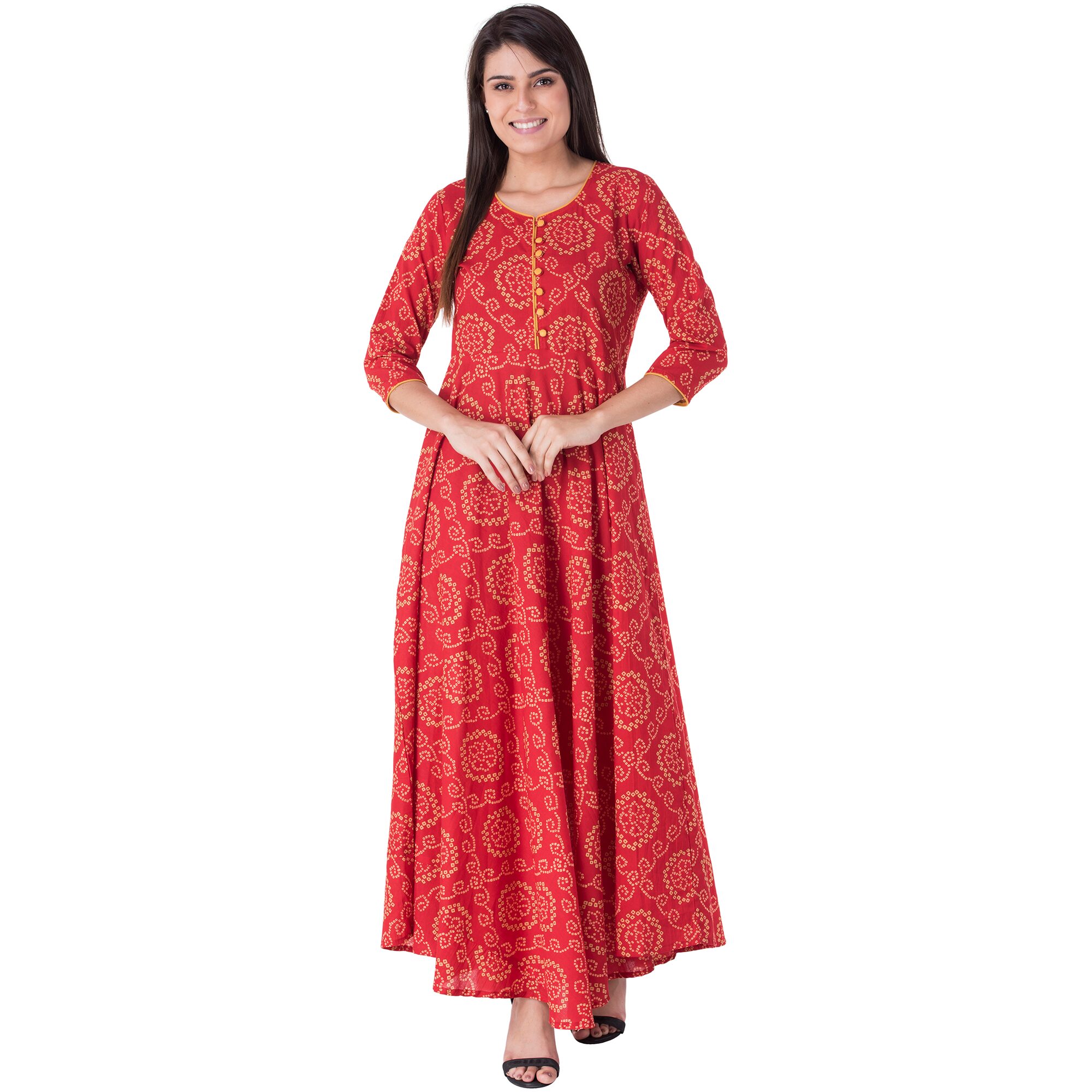 

RICHLEY Women Red Printed Fit and Flare Kurta