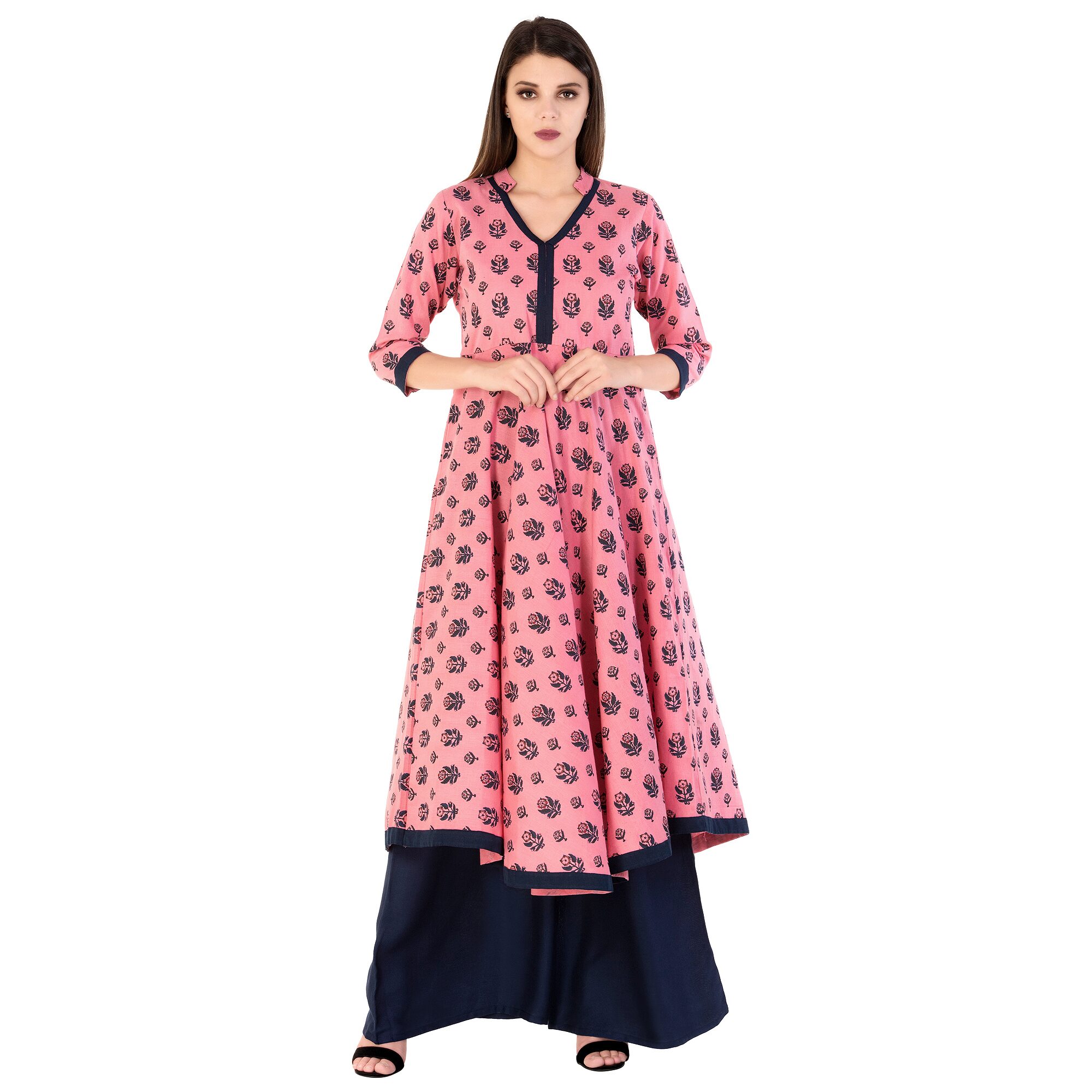 

RICHLEY Women Pink Printed Fit and Flare Kurta