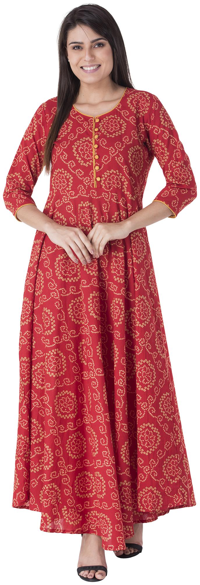 

RICHLEY Women Red Printed Fit and Flare Kurta
