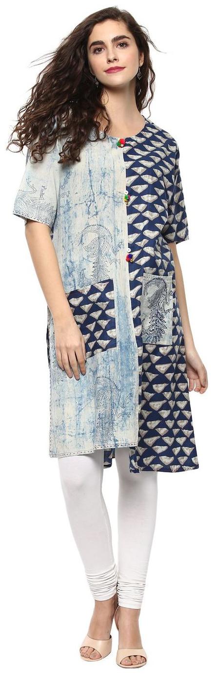 

ridan blue dabu print cotton kurti