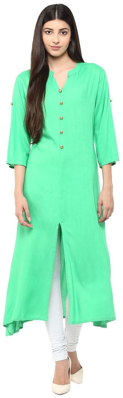 

RIDAN GREEN FRONT LONG SLIT RAYON KURTA