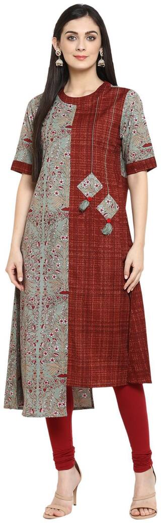 ridan multicolour  cotton  high low hem line floral kurti