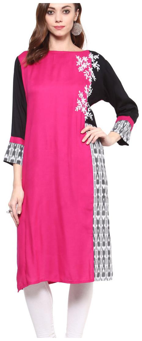 

RIDAN Women s Rayon Regular Fit Kurta (KUR029 Pink)