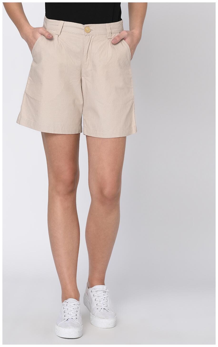 

RIGO Women Solid Regular shorts - Beige