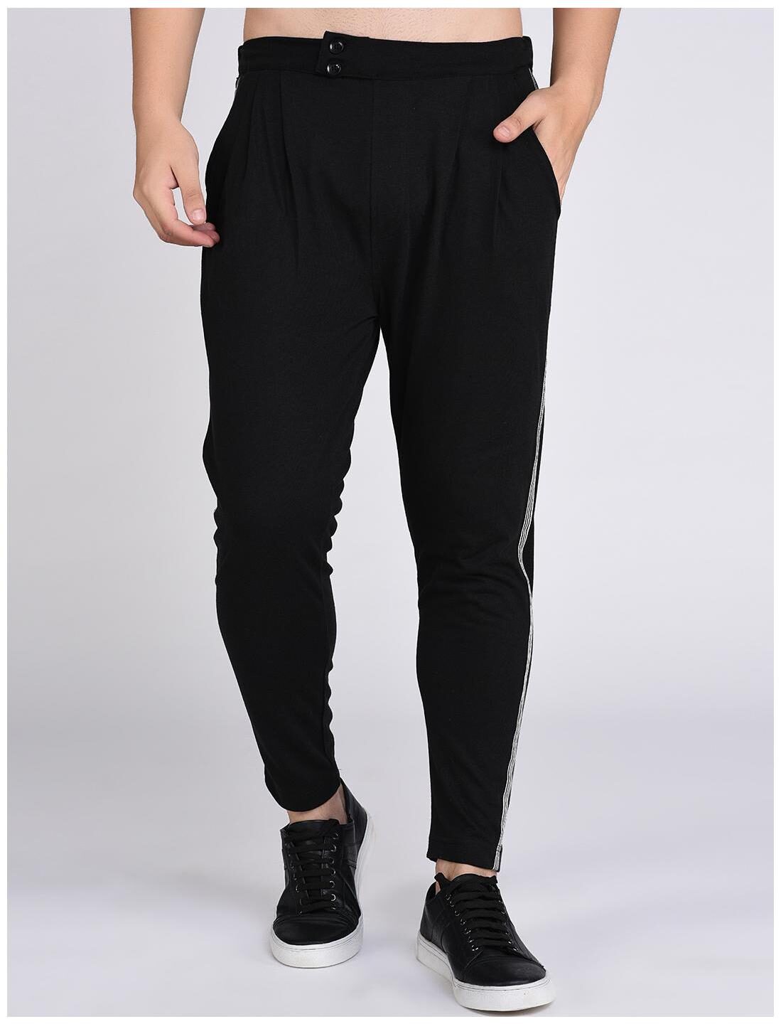 

Rigo Black Stripe Tape Detail Trouser Style Jogger-Full