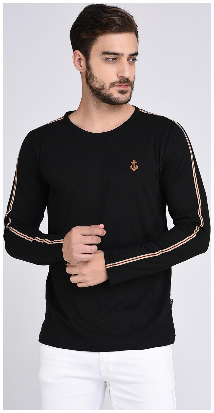 

Rigo Black Stripe Tape Detail On Sleeve Tshirt-Full