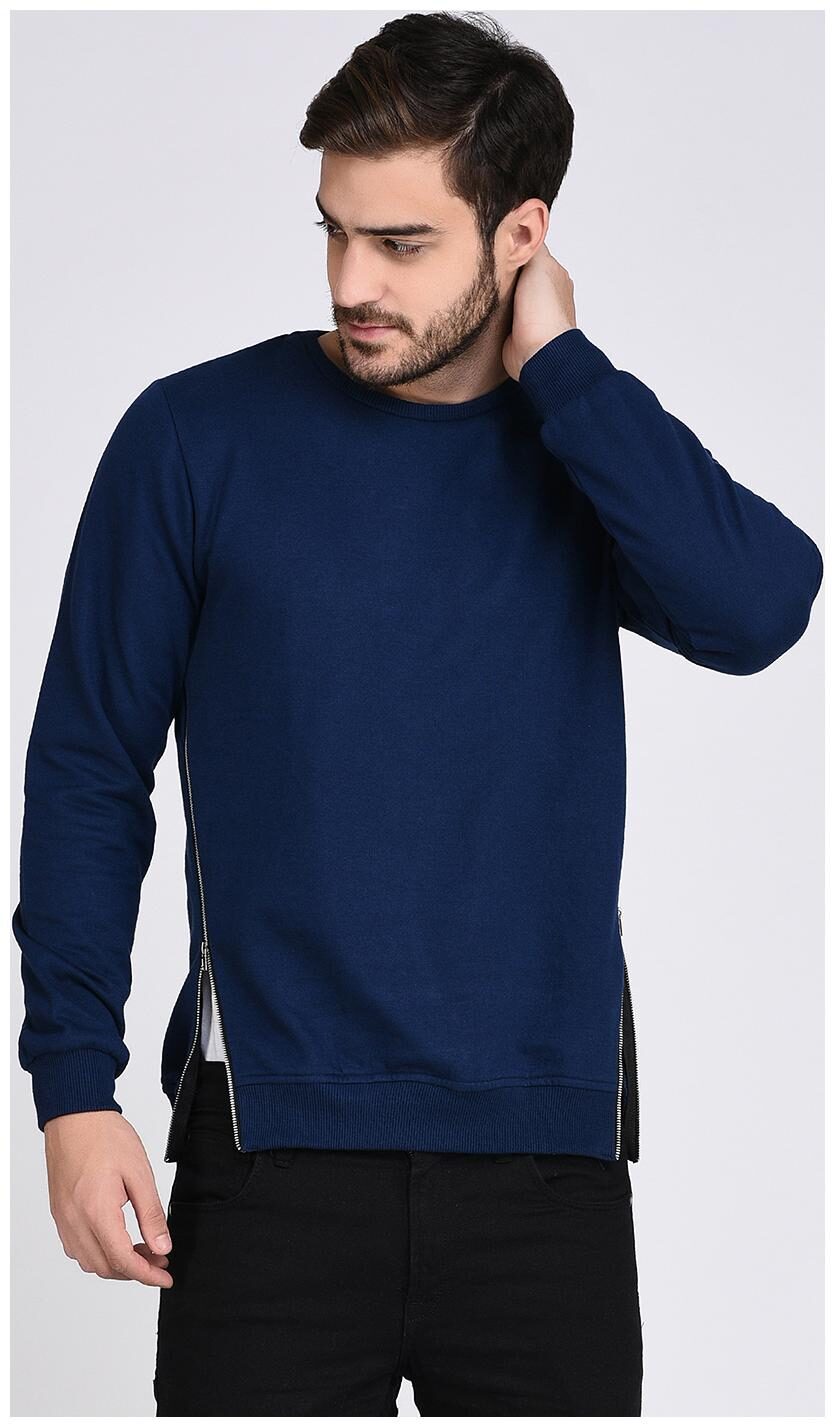 

Rigo Blue Fleece With Zip Detail Sweatshirt-Full