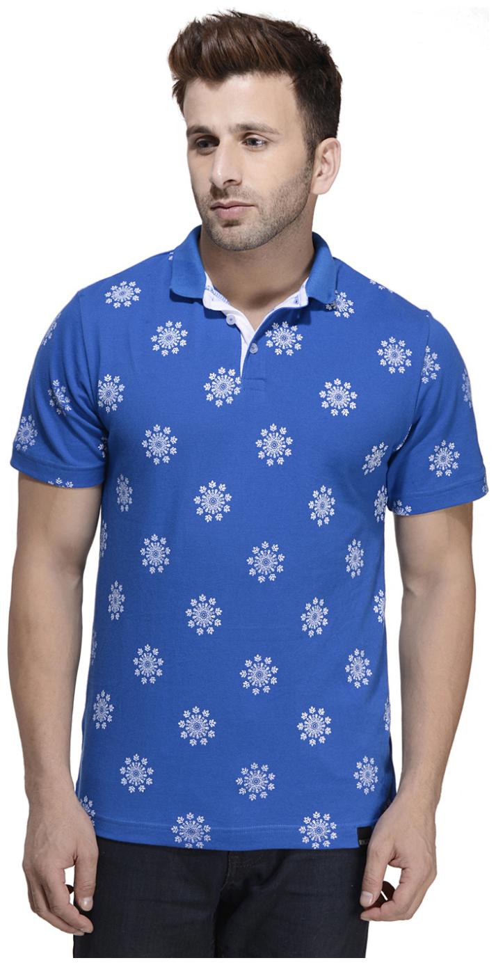 

Rigo Blue Geometric Printed Half Sleeve Polo Tee