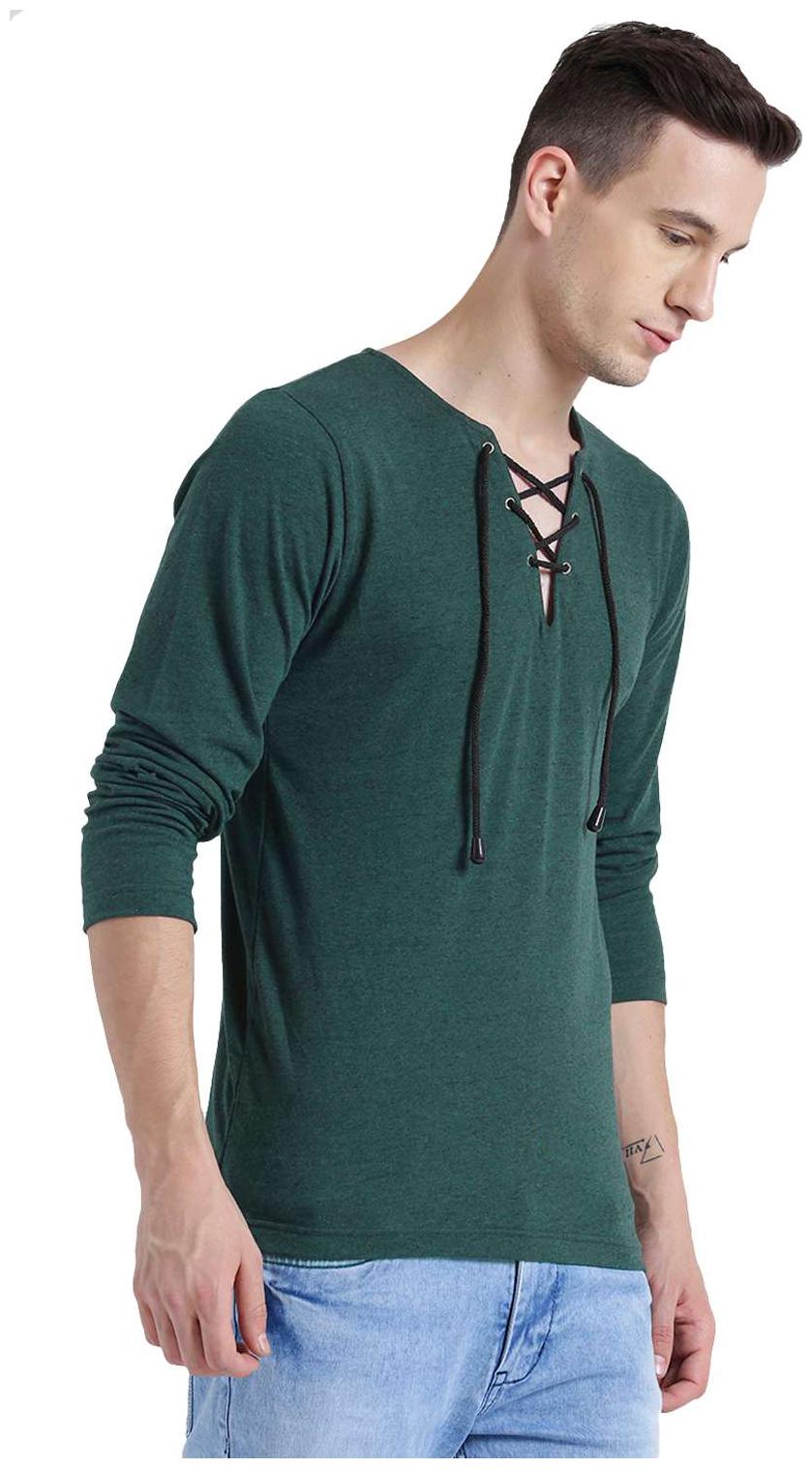 

Rigo Men Green Slim fit Cotton Henley neck T-Shirt - Pack Of 1