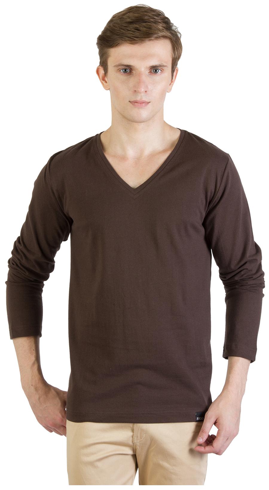 

Rigo Men Brown Slim fit Cotton V neck T-Shirt - Pack Of 1