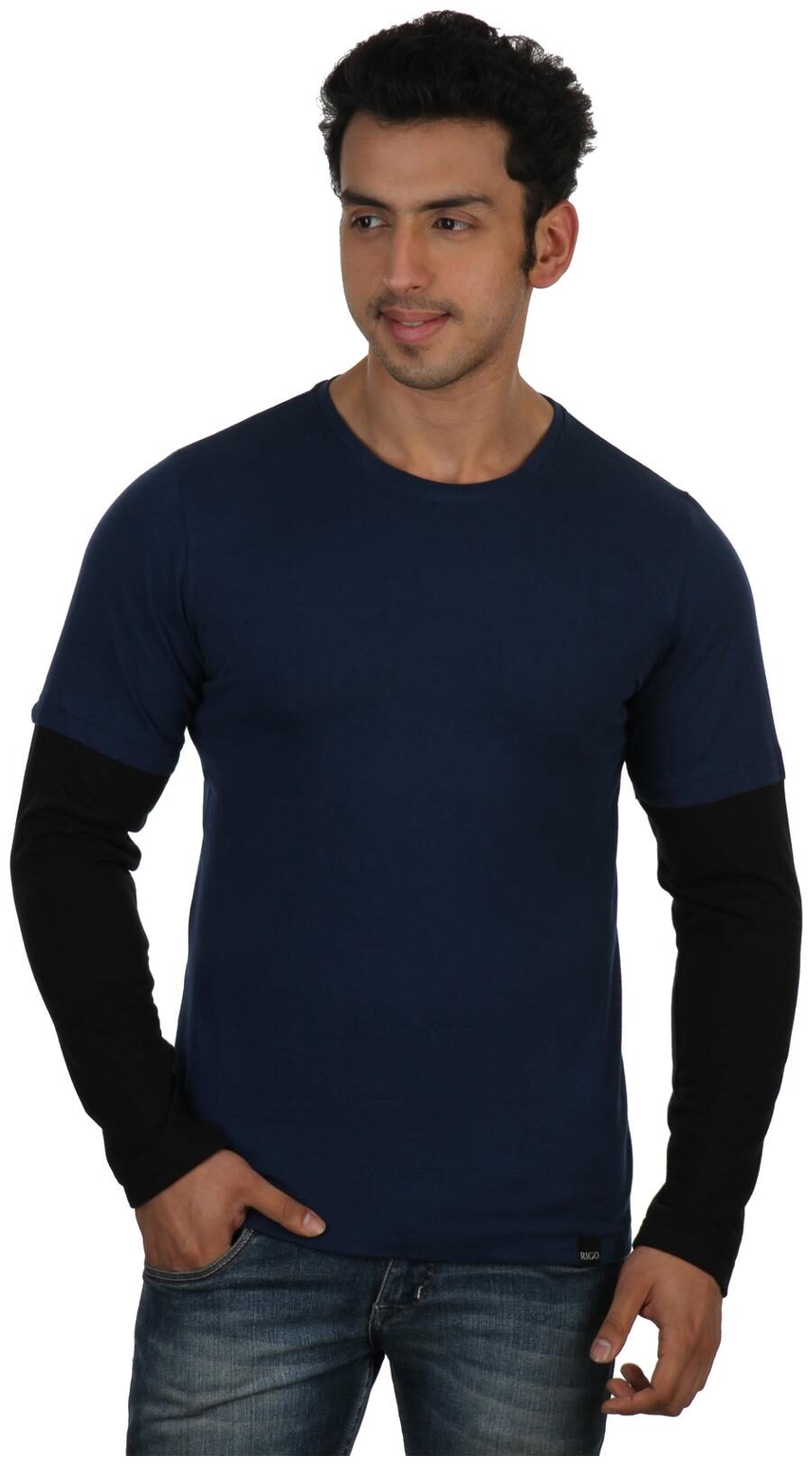 

Rigo Men s Solid T-Shirt - Blue