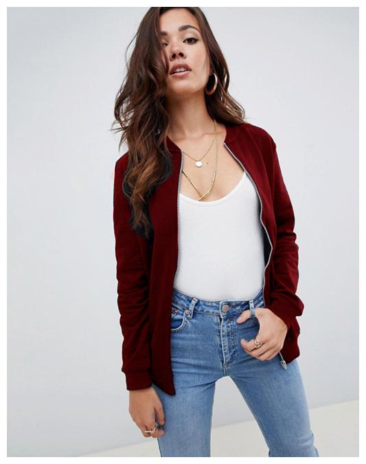 

RIGO Women Solid Bomber Jacket - Maroon