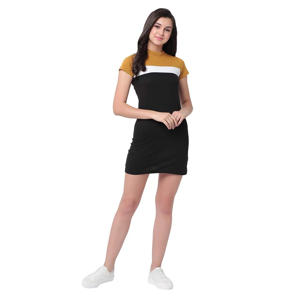 

RIGO Mustard Colorblocked Bodycon dress