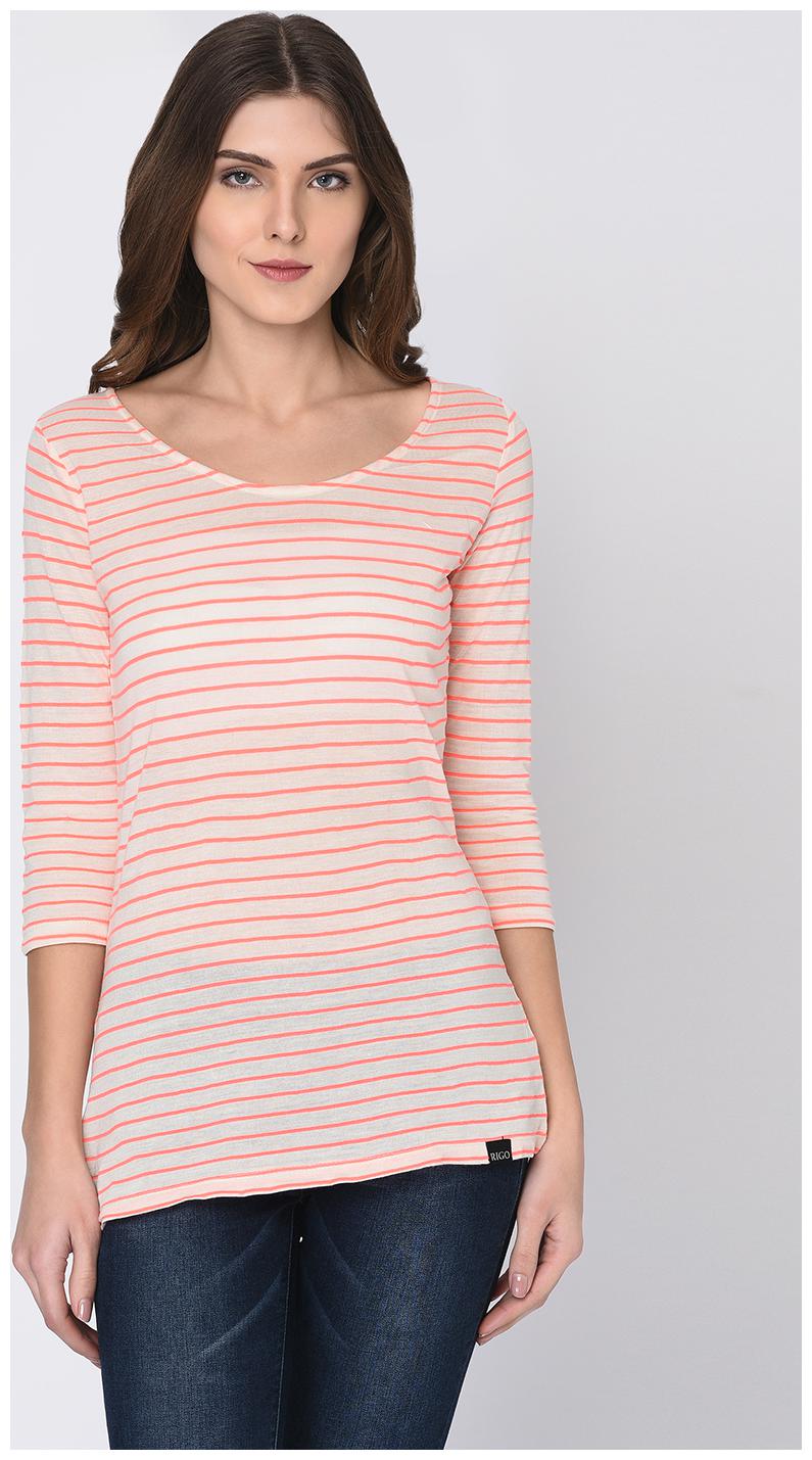 

RIGO Women Striped Regular top - Pink