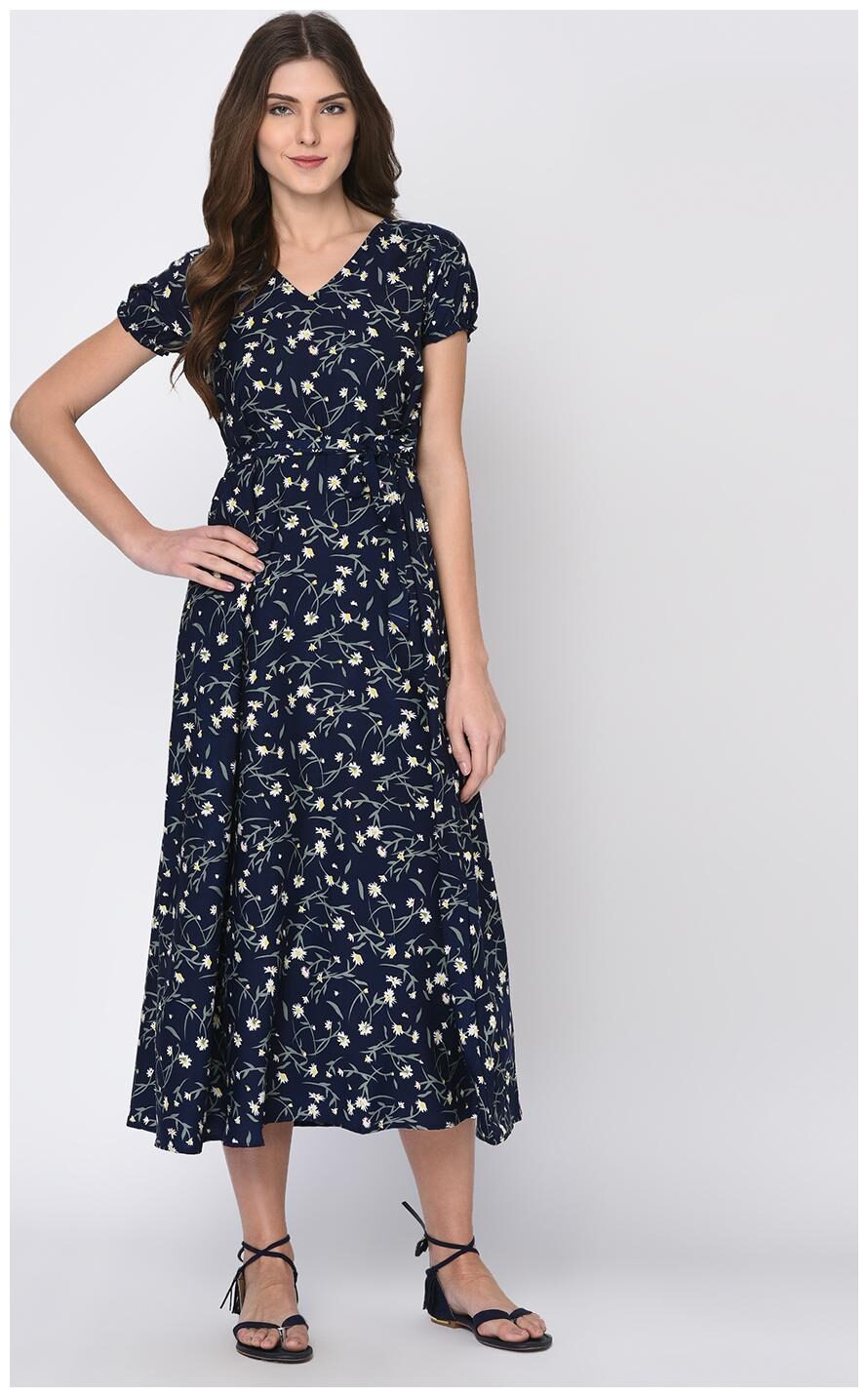 

RIGO Black Solid A-line dress