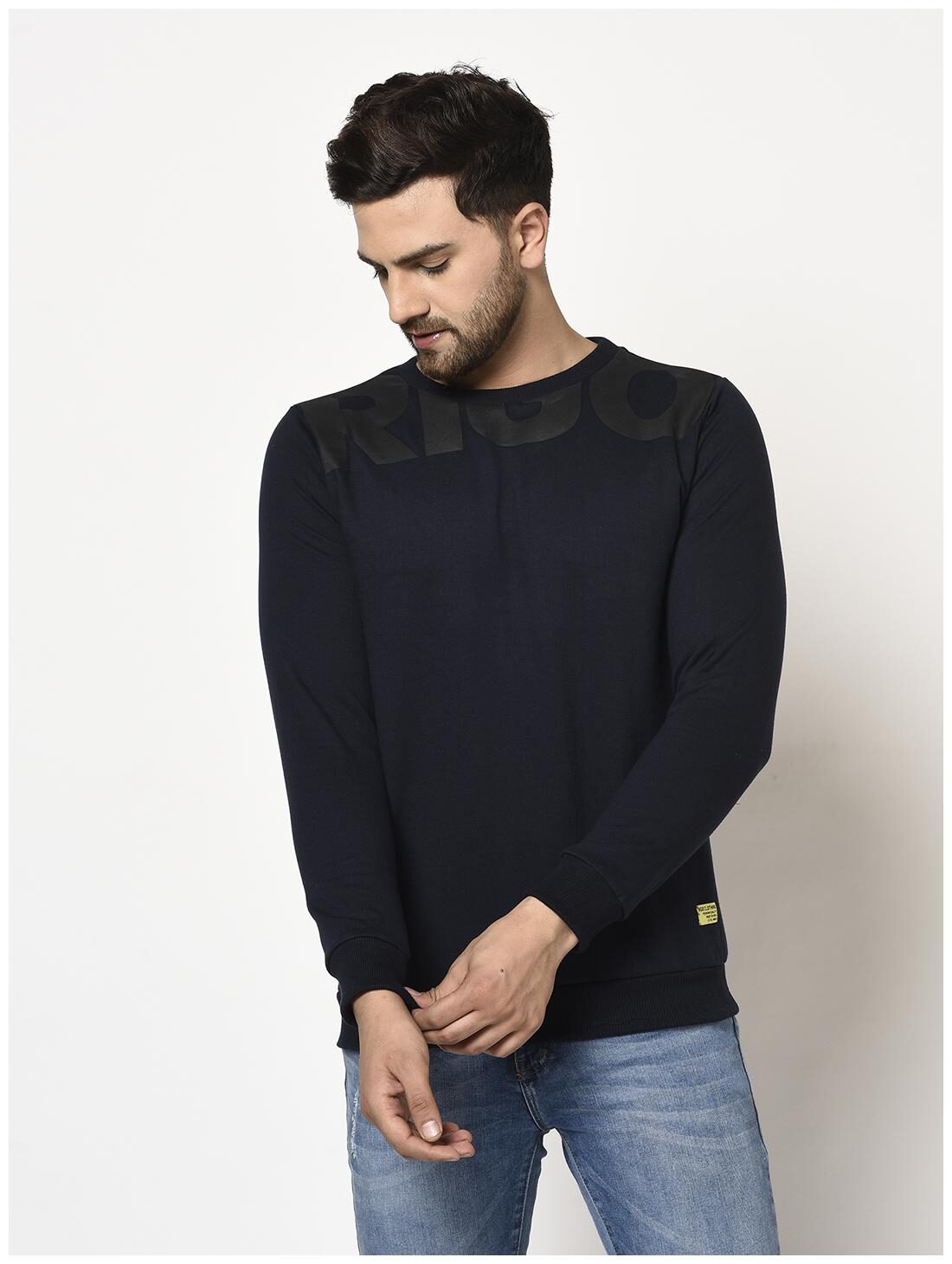

RIGO Men Black Round neck Sweatshirt