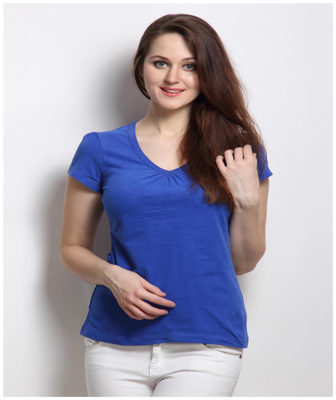 

RIGO Gathered V-neck Royal blue Tee