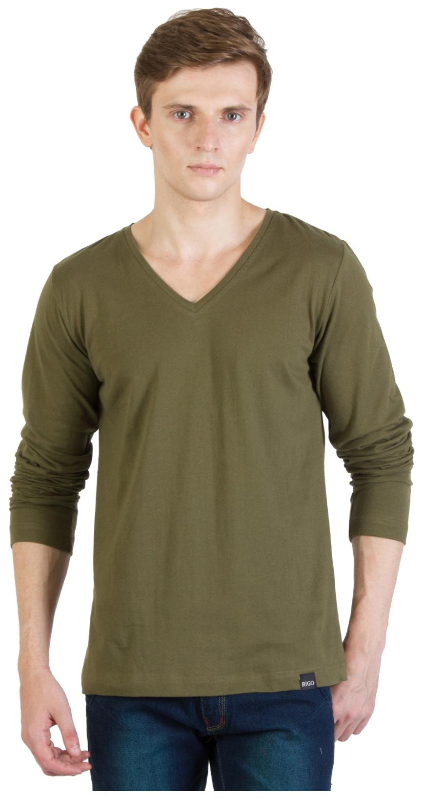 

Rigo Men Green Slim fit Cotton V neck T-Shirt - Pack Of 1