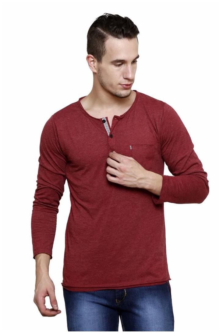 

Rigo Men s Slim Fit Solid T-Shirt - Maroon