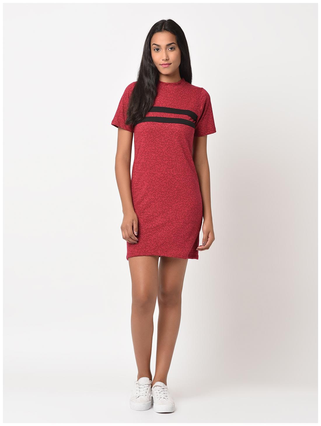 

RIGO Maroon Striped Bodycon dress