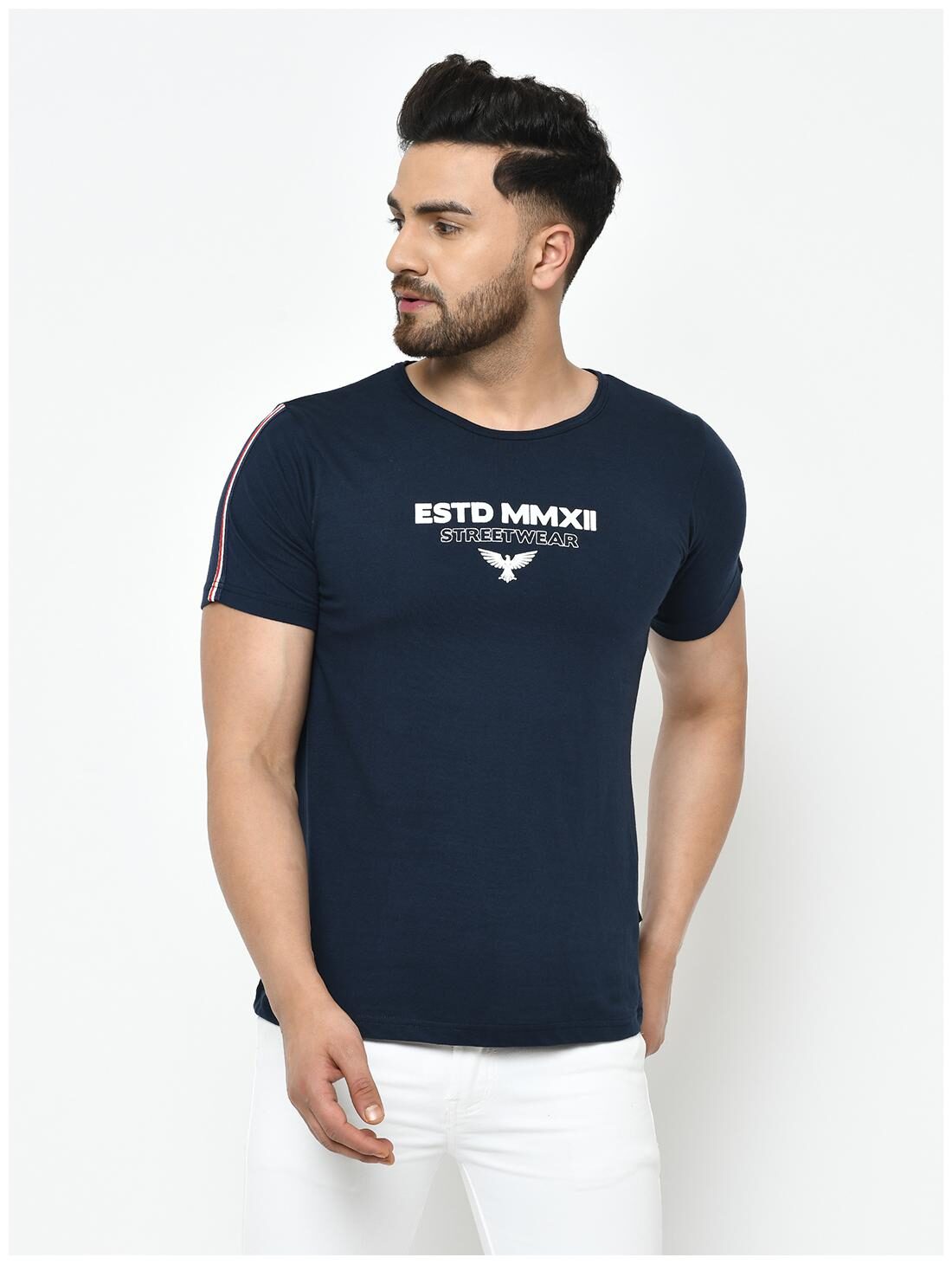 

RIGO Men Navy blue Slim fit Cotton Round neck T-Shirt - Pack Of 1
