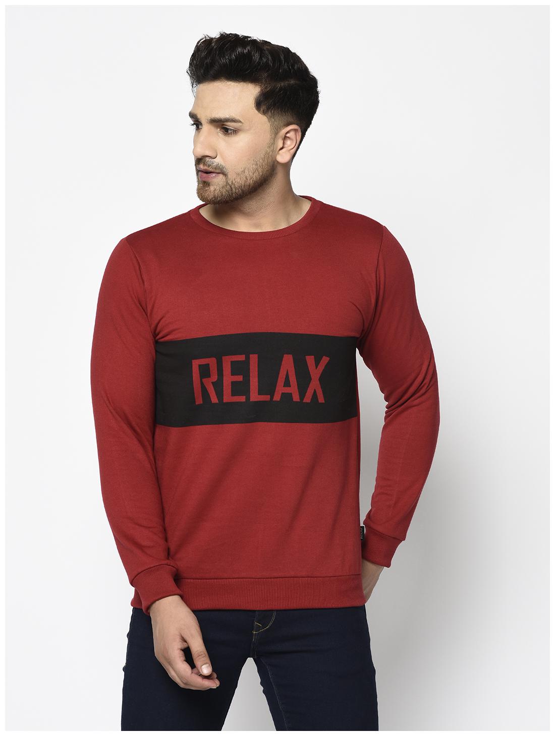 

RIGO Men Maroon Round neck Sweatshirt