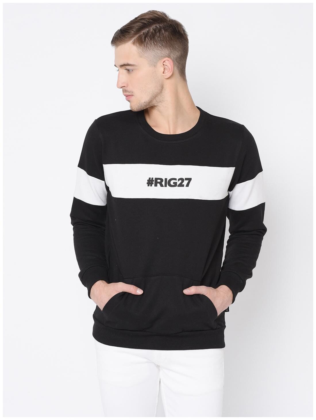 

RIGO Men Printed Cotton Black Sweatshirt