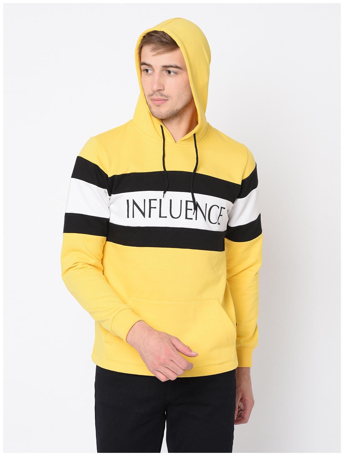 

RIGO Men Printed Cotton Yellow Sweatshirt