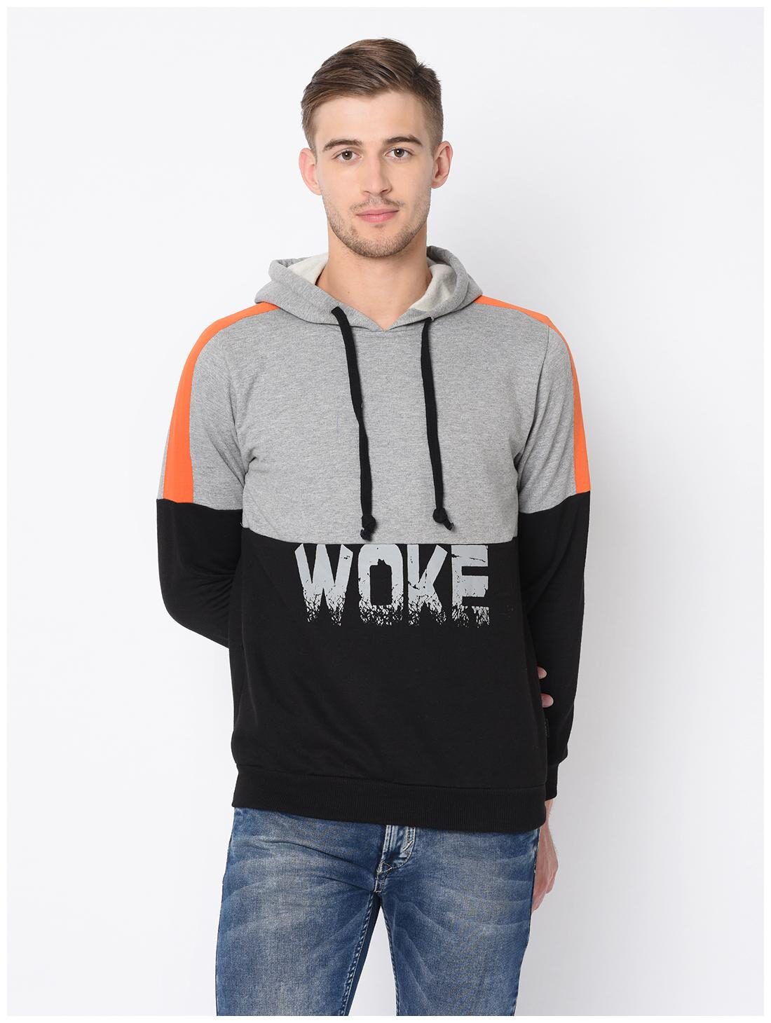 

RIGO Men Printed Cotton Grey Sweatshirt