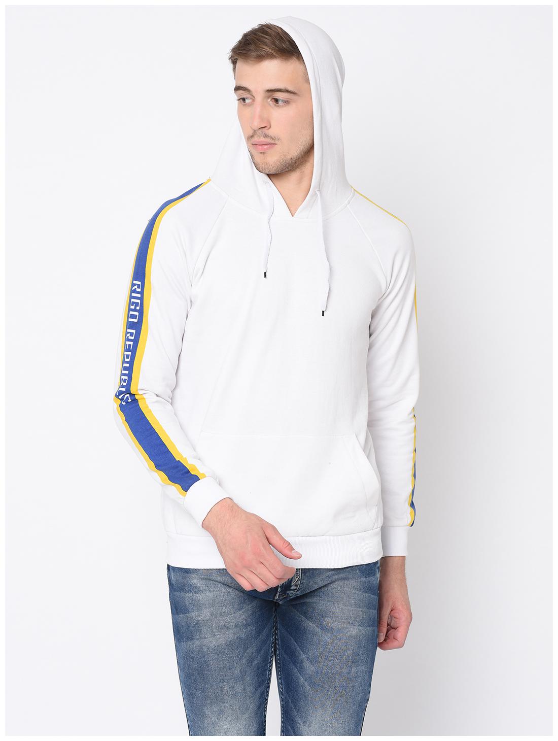 

RIGO Men Solid Cotton White Sweatshirt