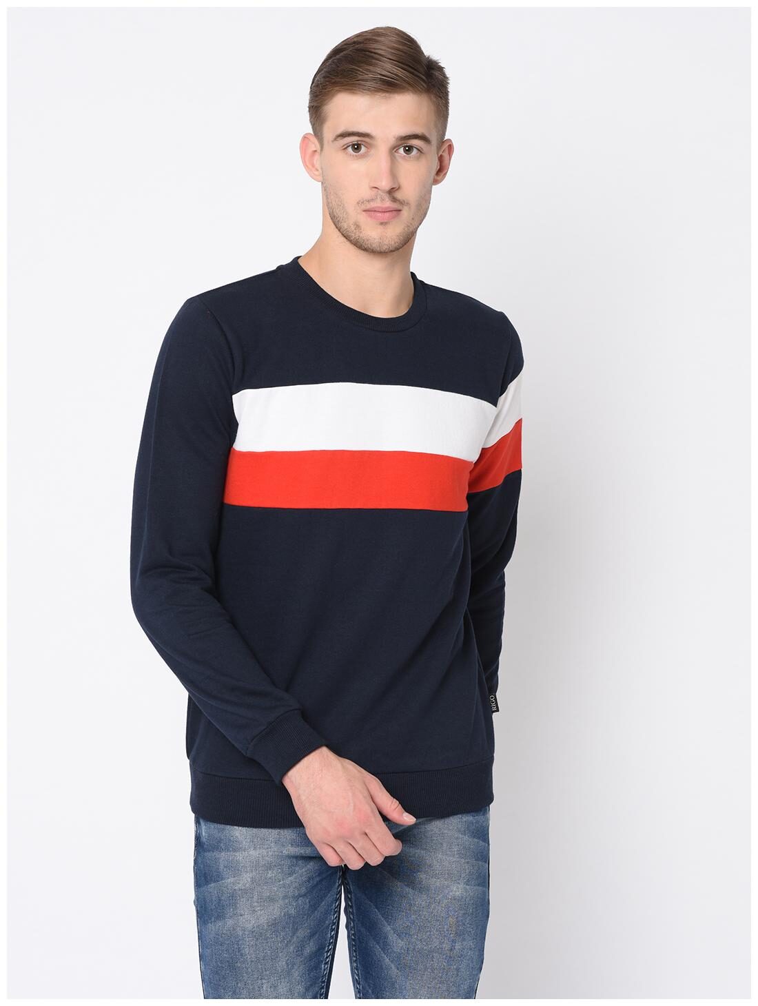 

RIGO Men Solid Cotton Blue Sweatshirt
